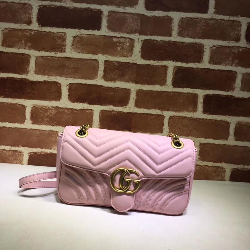 Gucci Chain Shoulder Bag 443497 Full Skin Light Pink
